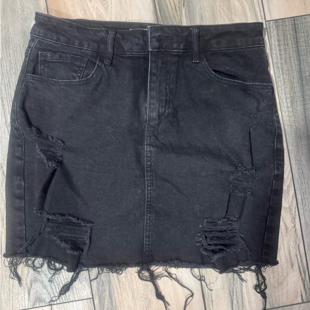 Garage Black Denim Skirt
